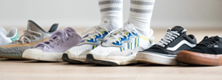 tennis shoes and various closed toed shoes